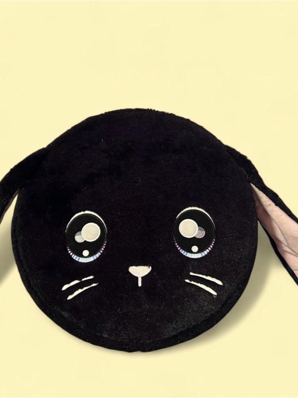 Big Plush Black Bunny Face storage Bag with Floppy Ears